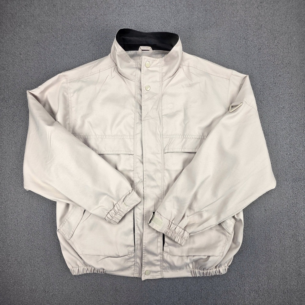 Cotton Traders Windbreaker Jacket Mens Beige Full Zip Utility Large